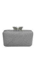 silver/no size/Camille La Vie/Mesh Rhinestone Handbag with Butterfly Top Clasp/back