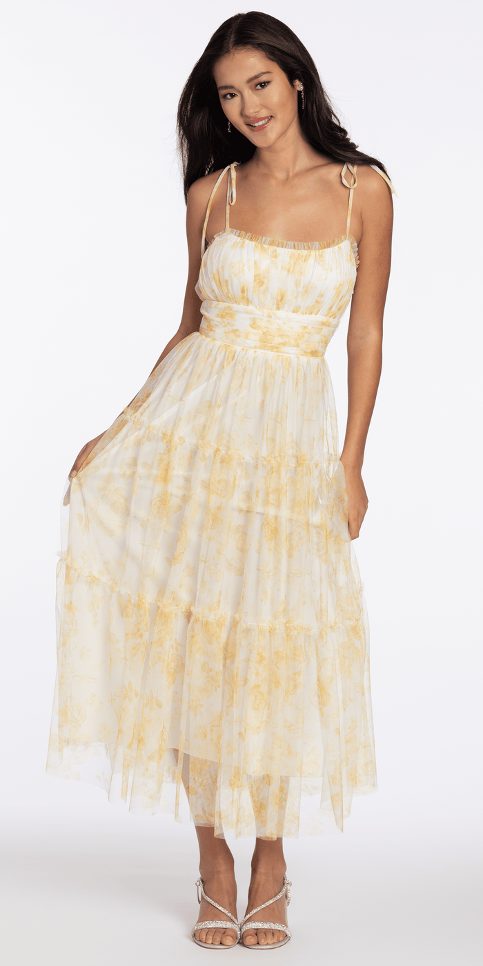 yellow/size/s/missy/Camille La Vie/Mesh Scoop Neck Ruffle Tiered Maxi yellow/Dress with Shoulder Ties /front