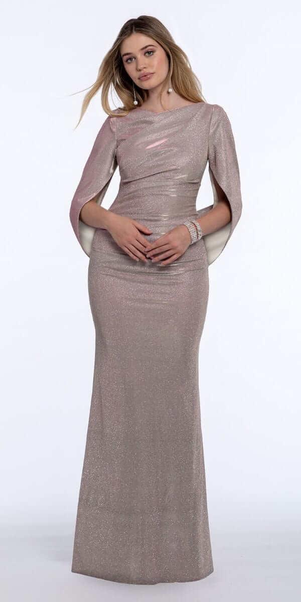 gold/size/4/missy/Camille La Vie/Metallic Drape Back Ruched Dress/front Dress/front alt