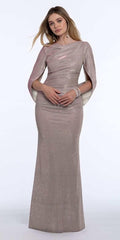 gold/size/4/missy/Camille La Vie/Metallic Drape Back Ruched Dress/front Dress/front alt