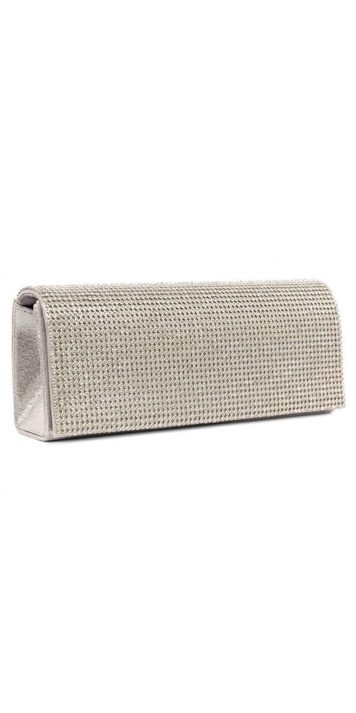 silver/ no size/ Camille La Vie/Metallic Rhinestone Full Flap Handbag 
/front