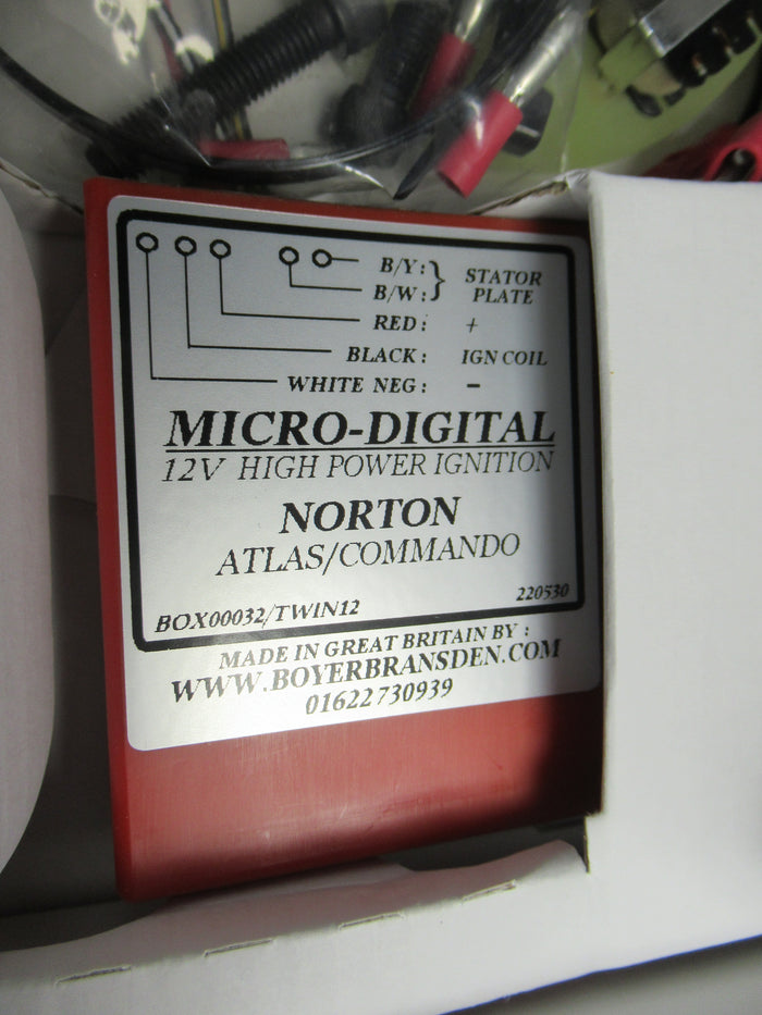 Micro-Digital Ignition System Motorcycles Norton Commando Atlas 750 850 12v Boyer red box
