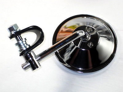 Mirror 4" clamp on motorcycle bars 7/8" 1" handlebars 3 way fastener