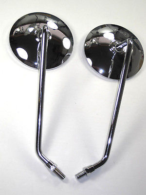 Motorcycle Mirror set universal chrome 10mm thread 10-1/2" length left right