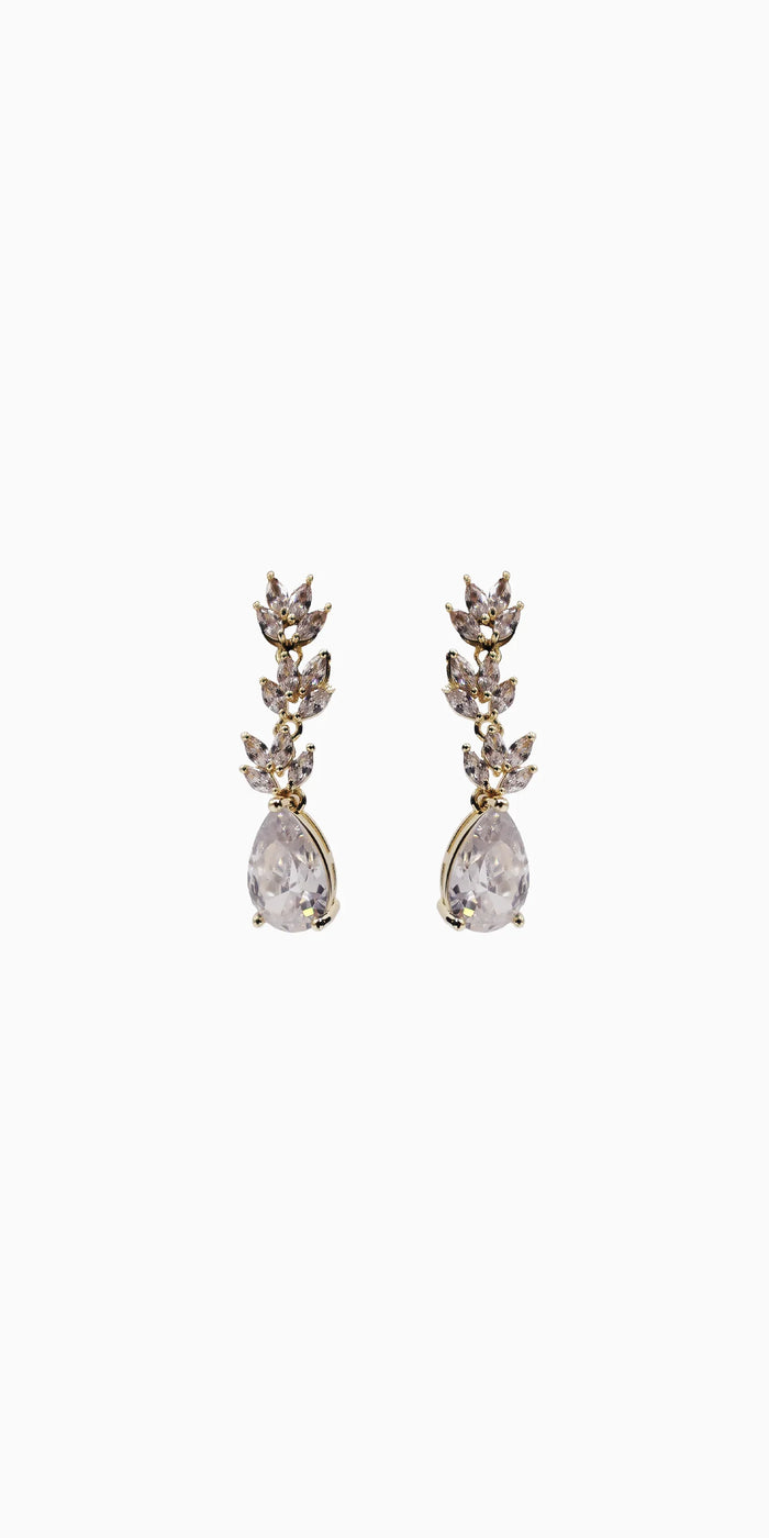 gold/one size/ Camille La Vie/Multi Stone Teardrop Earrings /front