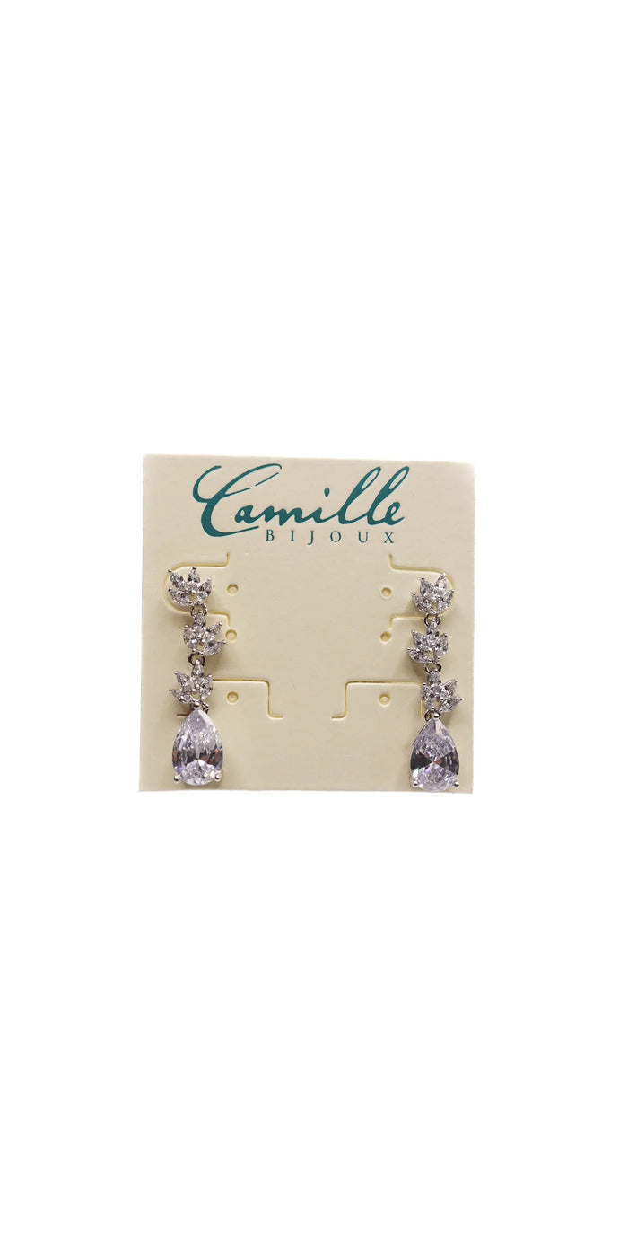 silver/one size/ Camille La Vie/Multi Stone Teardrop Earrings /front 1