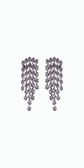 silver/one size/ Camille La Vie/Multi Strand Rhinestone Waterfall Earrings /Camille La Vie/front
