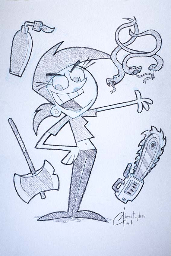 NEW RELEASE: Farily Odd Parents, Vicky Original Pencil on Paper by Christopher Clark