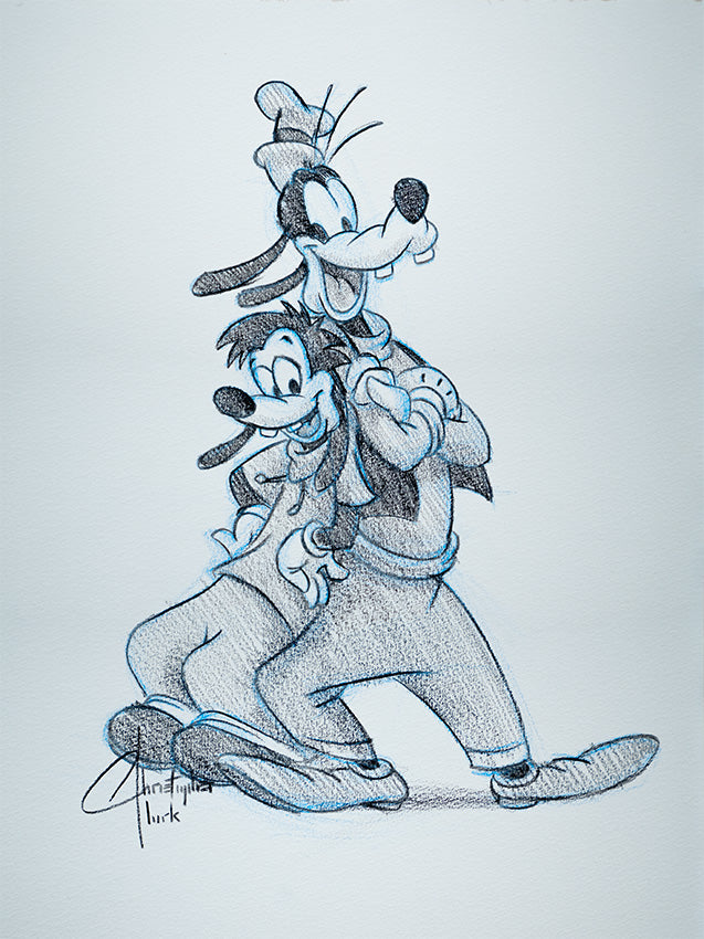 NEW RELEASE: Goofy & Max Original Pencil on Paper by Christopher Clark