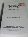 Norton parts book 1957 ES2 88 99 and 50 models spare part manual
