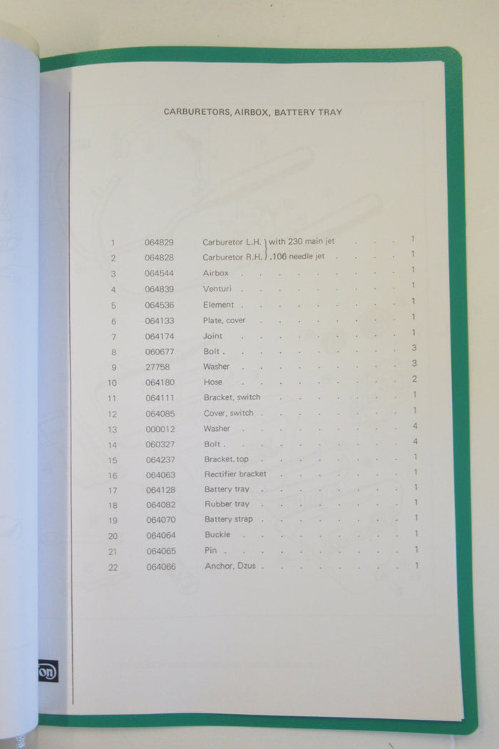 Norton Parts supplement 850 MK1A MKIA parts book manual handbook 06-5319