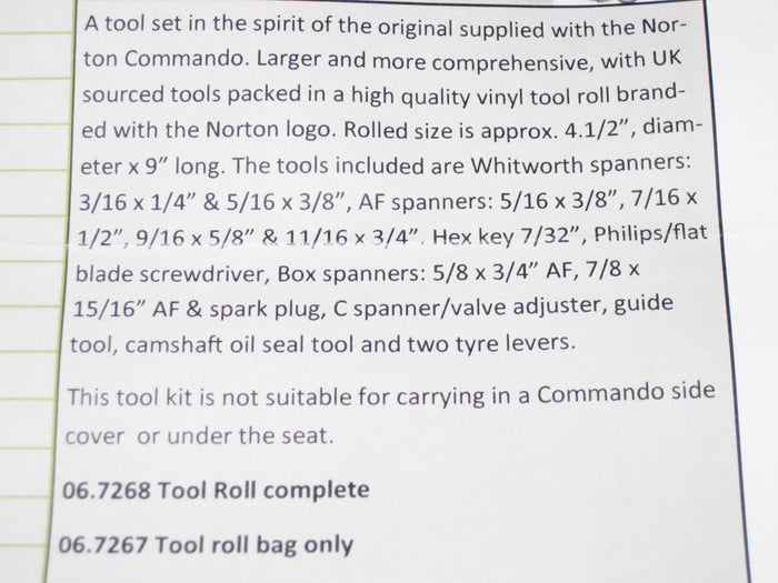 Norton tool bag ToolRoll TOOL ROLL Commando complete set 06-7268 12.1012 06.2097
