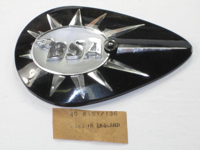 NOS BSA tank badge BLack left side gas tank only 40-8151