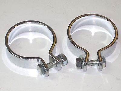 pair 1 7/8" motorcycle exhaust muffler CLAMPS Chrome clamp set Harley