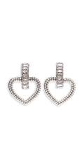 silver/one size/Camille La Vie/Pearl Heart Drop Earrings with Rhinestone Detail /front