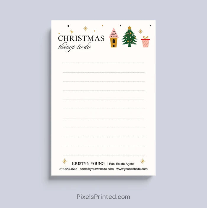 Personalized christmas shopping list notepad for real estate professionals