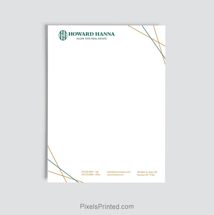 Personalized Howard Hanna real estate letterhead for brokerage offices