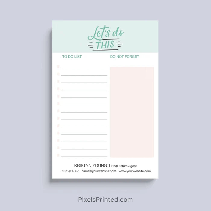 Personalized Let's Do This realtor notepad with custom branding