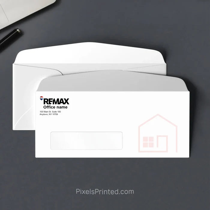 Personalized RE/MAX real estate office envelope with return address and window