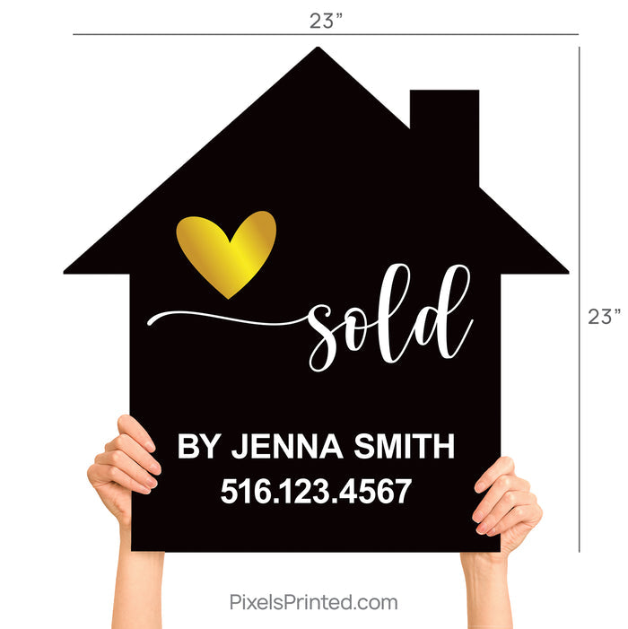 Realtor Sold By House Shaped Photo Sign
