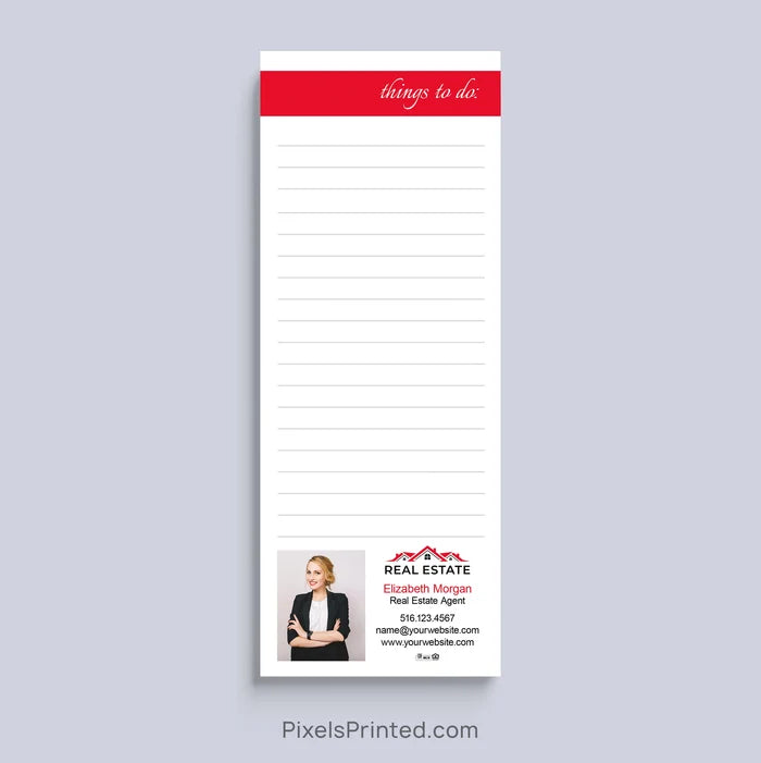 Personalized Things to Do real estate agent notepad with headshot and branding