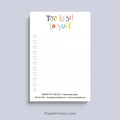 Personalized Too Legit To Quit notepad for real estate agents with logo and contact information