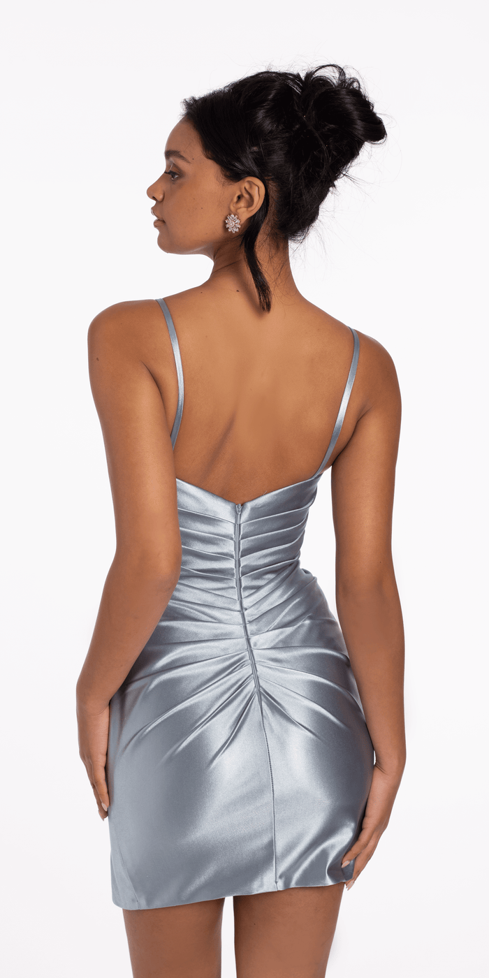 light-blue/size/4/missy/Camille La Vie/Pleated Embellished Stretch Satin Sweetheart Bodycon Dress/back alt