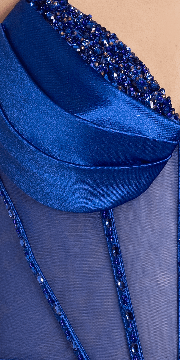 royal-blue/size/4/ missy/Camille La Vie/Pleated Satin Sweetheart Peek-a-Boo Corset Bodycon Dress/swatch