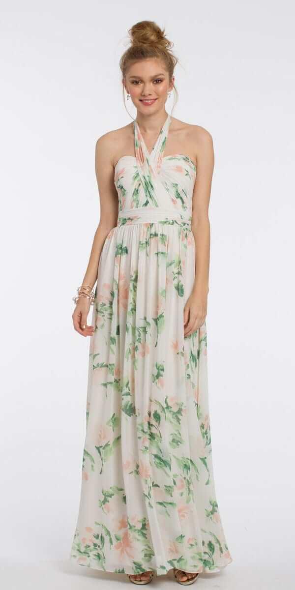 ivory-blush/size/4/missy/Camille La Vie/Print Tie Neck Halter Dress /front 1