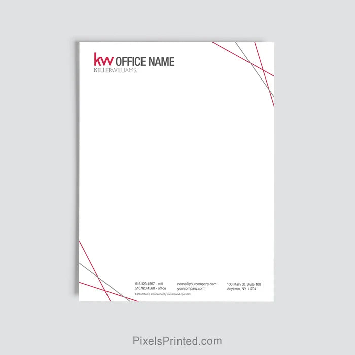 Keller Williams real estate office letterhead personalized for brokerage use