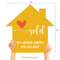 realtor sold by house shaped closing photo sign