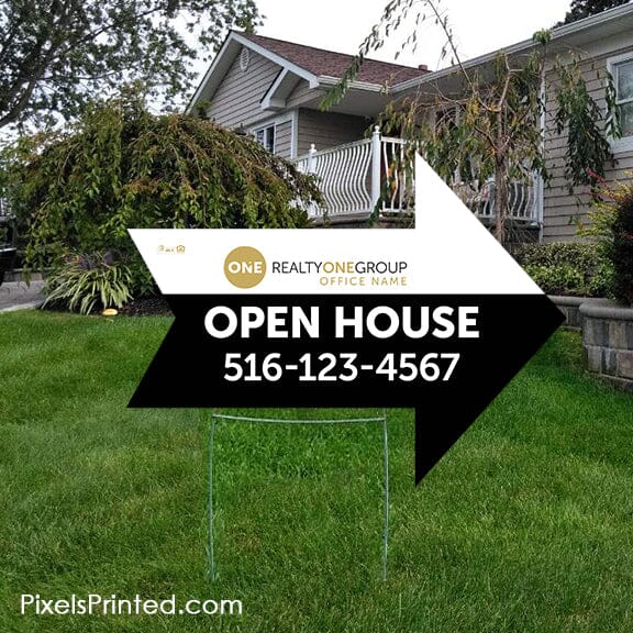 Realty ONE Group arrow shaped yard signs yard signs PixelsPrinted