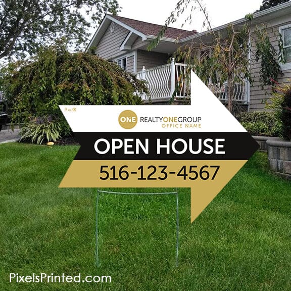 Realty ONE Group arrow shaped yard signs yard signs PixelsPrinted