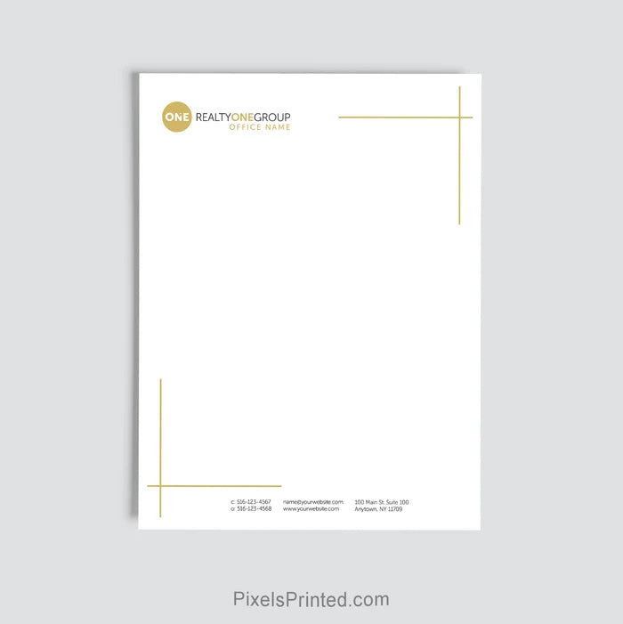 Realty ONE Group brokerage letterhead personalized with office information