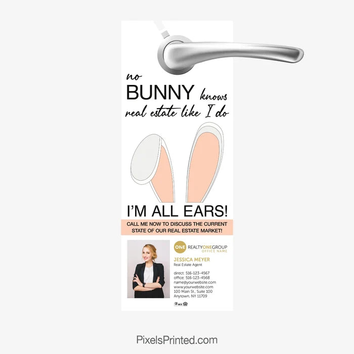 Easter door hanger for Realty ONE Group agents no bunny knows real estate like I do