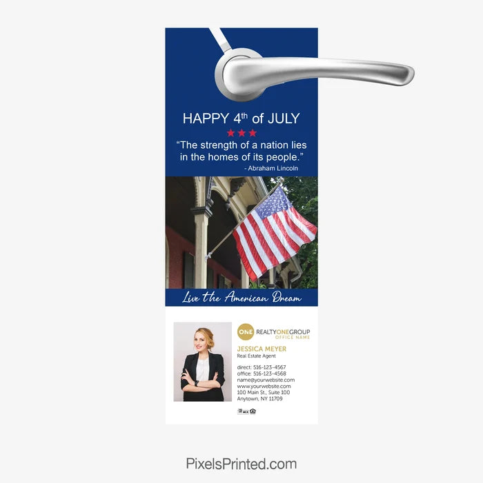 Realty ONE Group Fourth of July door hangers for realtors