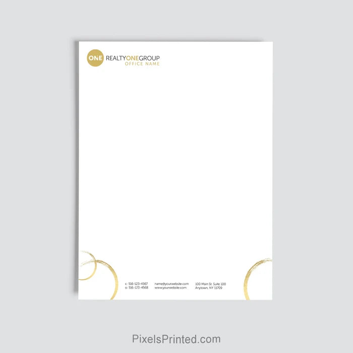Realty ONE Group real estate office letterhead personalized for brokerage use