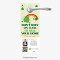 St. Patrick’s Day door hanger for realtors encouraging strategic home selling