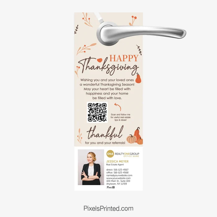 Realty One Group Happy Thanksgiving door hangers