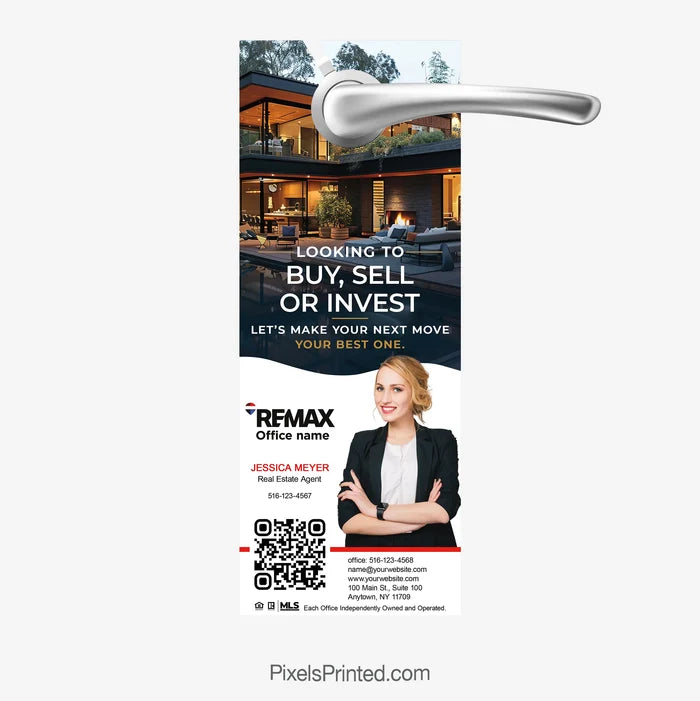 RE/MAX real estate agent introduction door hanger for neighborhood marketing