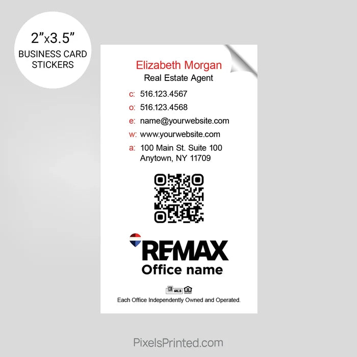 REMAX Real Estate Business Card Stickers sticker PixelsPrinted