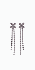silver/one size/ Camille La Vie/Rhinestone Butterfly Double Stand Earrings/front