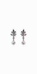 silver /one size/ Camille La Vie/Rhinestone Cluster Pearl Drop Earrings /front