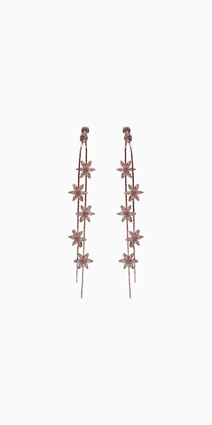 rose-gold/one size/Camille La Vie/Rhinestone Daisy Double Stand Earrings /front
