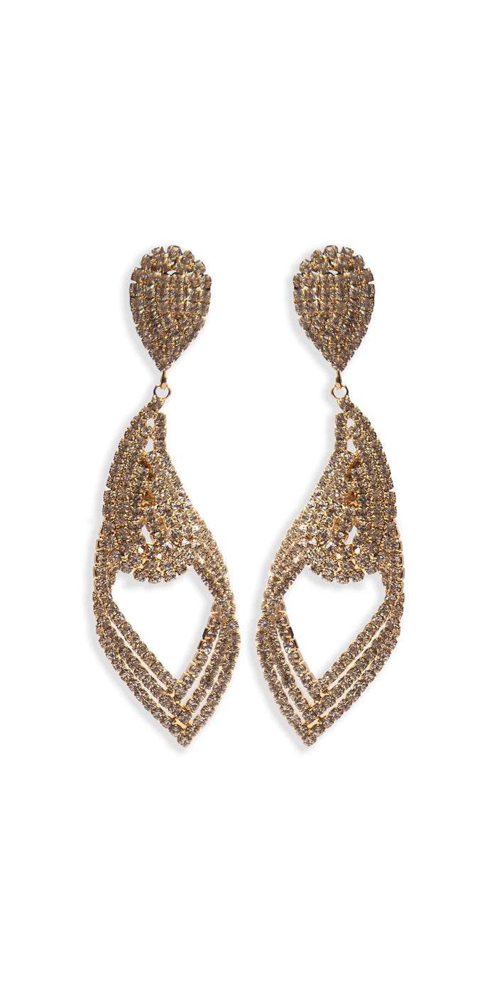 gold/one size/Camille La Vie/Rhinestone Filigree Teardrop Earrings /front