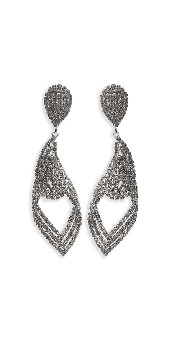 silver/one size/Camille La Vie/Rhinestone Filigree Teardrop Earrings /front