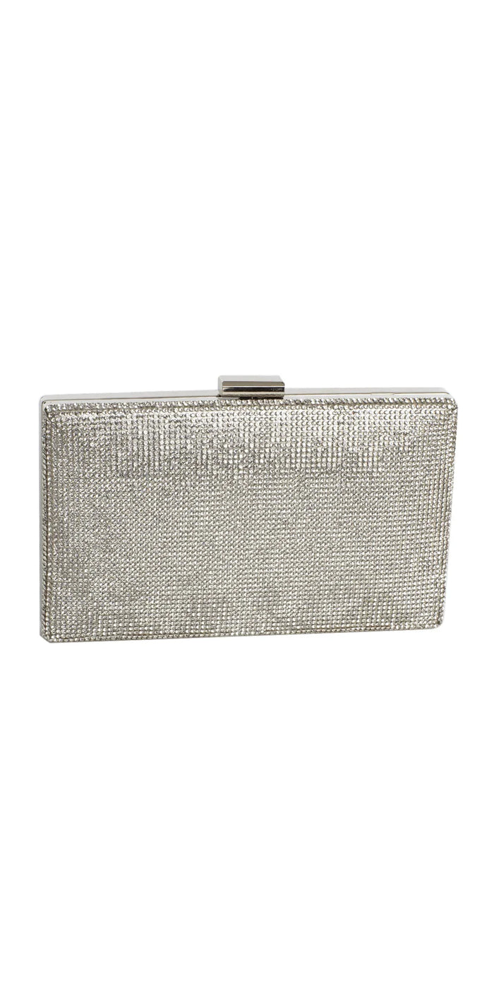 silver/no size/Camille La Vie/Rhinestone Handbag with Metal Top Closure /front1