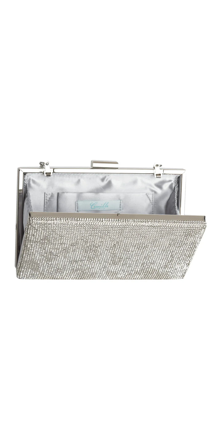 silver/no size/Camille La Vie/Rhinestone Handbag with Metal Top Closure /front alt 1