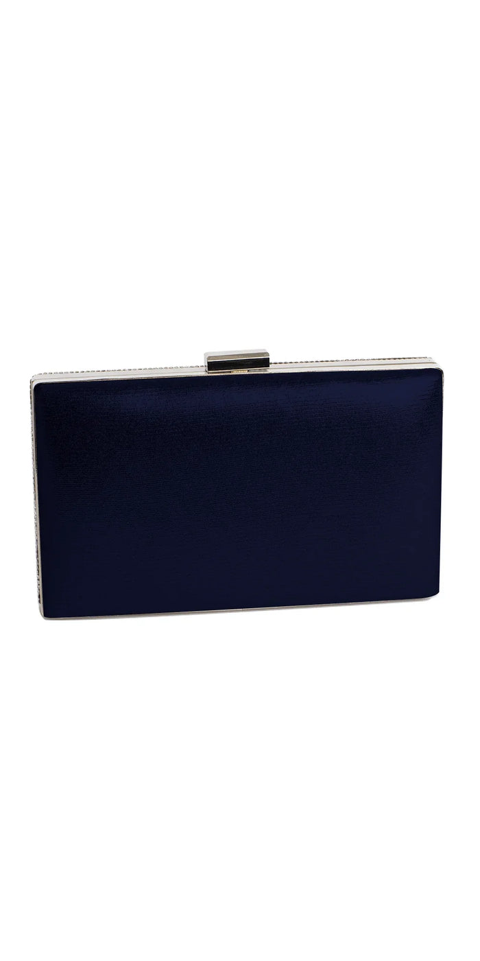navy/no size/Camille La Vie/Rhinestone Handbag with Metal Top Closure /back 1
