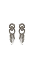 silver/one size/Camille La Vie/Rhinestone Interlock Multi Strand Earrings /front